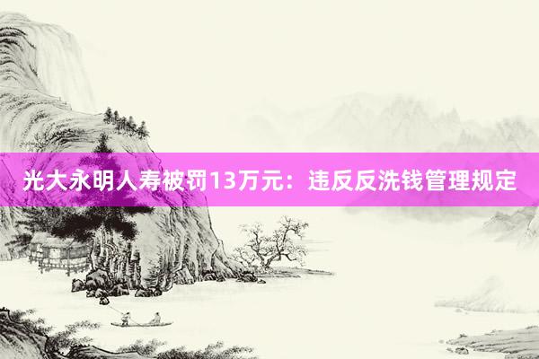 光大永明人寿被罚13万元：违反反洗钱管理规定